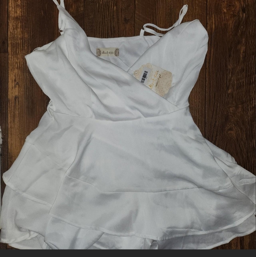 WHITE SILKY SOFT SHORTS ROMPER BY ALTERED STATE